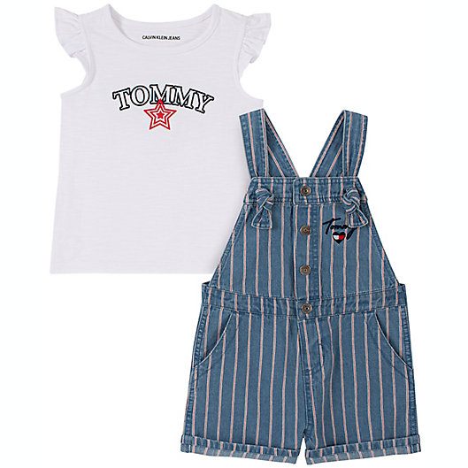 Alternate image 1 for Tommy Hilfiger® 2-Piece Short Sleeve Top and Shortall Set in Blue