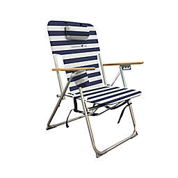 Caribbean Joe® Deluxe 4-Position Beach Chair in Navy/White