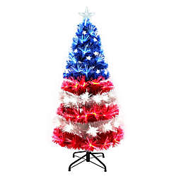 Puleo International® 4-Foot Pre-Lit Fiber Optic Patriotic Christmas Tree