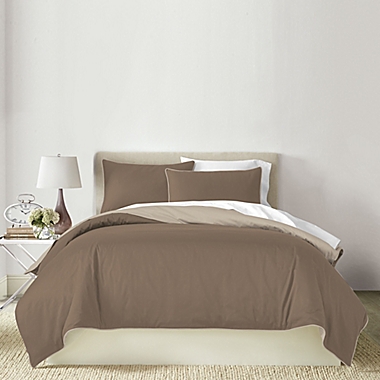 Canadian Living Solid 3-Piece Reversible Queen Duvet Cover Set in Brown. View a larger version of this product image.
