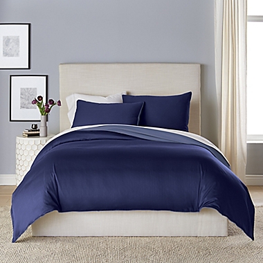 Canadian Living Solid 3-Piece Reversible Queen Duvet Cover Set in Blue. View a larger version of this product image.