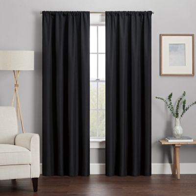 Eclipse Kendall 95-Inch Rod Pocket Blackout Window Curtain Panel in Black (Single)