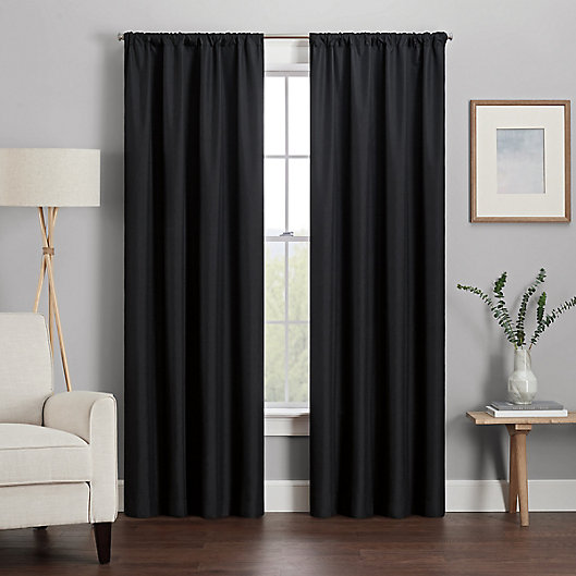 Alternate image 1 for Eclipse Kate 54-Inch Rod Pocket Room Darkening Window Curtain Panel in Black (Single)