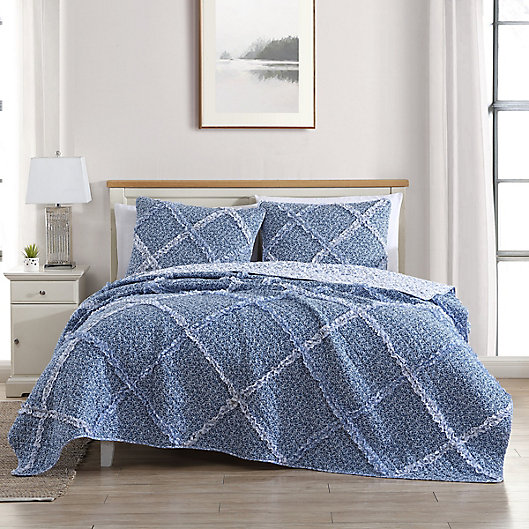 Alternate image 1 for Laura Ashley® Ditsy Dance Twin Quilt Set in Blue