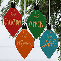 Merry Name Personalized Wood Christmas Bulb Ornament