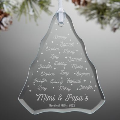 Grandkids Christmas Tree Engraved Glass Ornament