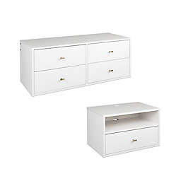 Prepac® 2-Piece Floating Dresser and Nightstand Set in White