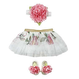 Toby Signature™ 3-Piece Floral Printed Tutu, Headband, and Mary Jane Set in Ivory