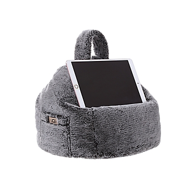 UGG&reg; Dawson Tipped Faux Fur Tablet Pouf in Chocolate. View a larger version of this product image.