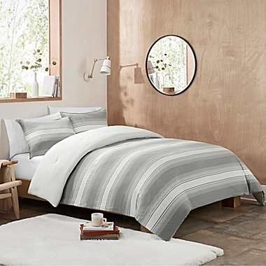 UGG&reg; Devon 3-Piece Full/Queen Reversible Comforter Set in Grey Ombre. View a larger version of this product image.