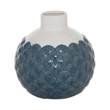 Ridge Road D&eacute;cor Ceramic Coastal Round Vase in Blue/Multi. View a larger version of this product image.