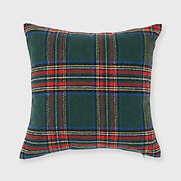 Tartan Scottish Plaid Square Throw Pillow in Jungle Green