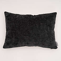 Dainty Chenille & Linen Lumbar Oblong Throw Pillow in Black
