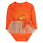 Baby Essentials&reg; Thankful For Me Long Sleeve Bodysuit with Tutu in Orange/Brown