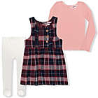 Alternate image 0 for Nannette Baby&reg; 3-Piece Plaid Jumper, Bodysuit and Tights Set in Coral