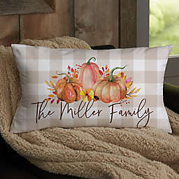 Autumn Watercolor Personalized Lumbar Velvet Throw Pillow