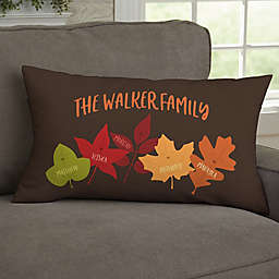 Fall Family Leaf Character Personalized Lumbar Throw Pillow