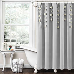 Lush Decor Boho Pom Pom Tassel 72-Inch x 72-Inch Shower Curtain Light Grey