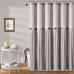 Lush Décor Linen Button Shower Curtain in Grey