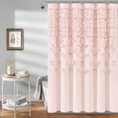 Blush Shower Curtain Set Bed Bath, Lush Decor Nova Ruffle Shower Curtain
