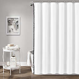 Lush Decor 72-Inch x 72-Inch Pom Pom Shower Curtain in Black