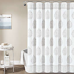 Lush Décor 72-Inch x 72-Inch Teardrop Leaf Shower Curtain in Grey