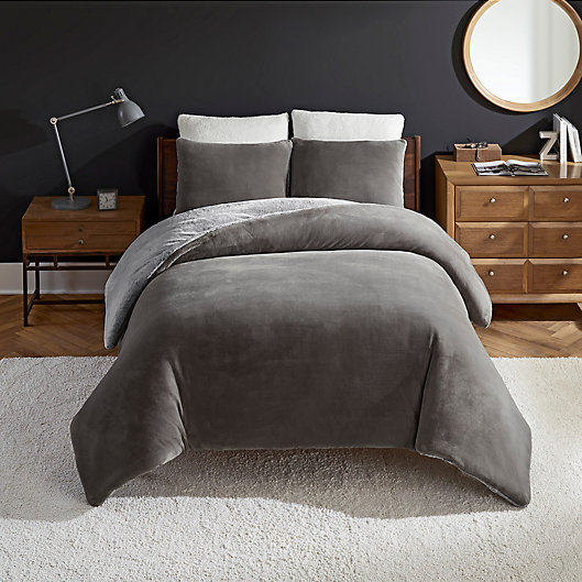 Alternate image 1 for UGG® Coco Dawson 2-Piece Reversible Twin Comforter Set in Charcoal
