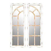 Luxen Home 2-Piece Framed Window Wall Mirror Set in White