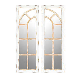 Luxen Home 2-Piece Framed Window Wall Mirror Set in White