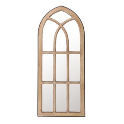 Luxen Home Arched Wooden Window Wall Mirror