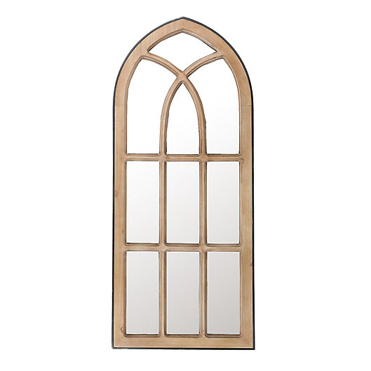 Alternate image 1 for Luxen Home 20.5-Inch x 48.5-Inch Arched Wooden Window Wall Mirror in Natural