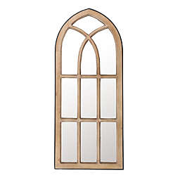 Luxen Home 20.5-Inch x 48.5-Inch Arched Wooden Window Wall Mirror in Natural