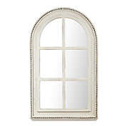 Luxen Home 22-inch x 36-Inch Arched Wooden Window Wall Mirror in White