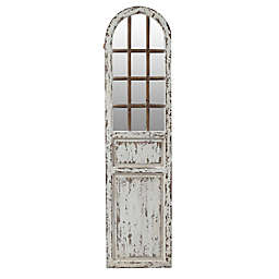 Luxen Home Distressed Wood Farmhouse Door Wall Mirror in White