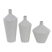 Ridge Road D&eacute;cor Modern Porcelain Bottle Vases in Polished Matte White (Set of 3)