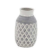 Ridge Road D&eacute;cor Stoneware Coastal Style Vase in White/Multi