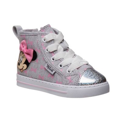 Disney&reg; Minnie Mouse High Top Canvas Sneaker in Grey/Pink