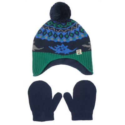 dinosaur hat and mittens set