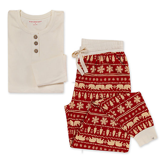 Alternate image 1 for Burt's Bees Women's 2-Piece Henley Shirt and Beary Fair Isle Jogger Pant Set