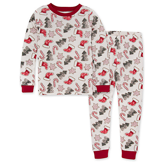 Alternate image 1 for Burt's Bees® Big Kid's 2-Piece Holiday Cookies Pajama Set in Cardinal