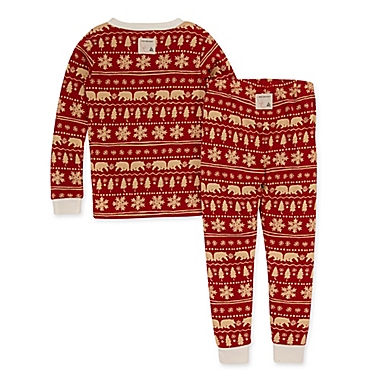Burt&#39;s Bees Size 10Y 2-Piece Beary Fair Isle Pajama Set in Cardinal. View a larger version of this product image.