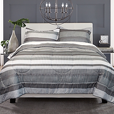 Springs Home Textured Stripe 3-Piece Full/Queen Comforter Set in Grey. View a larger version of this product image.