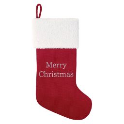 Bee & Willow™ Merry Christmas Knit Stocking in Red/White<br />