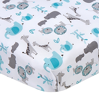 Gerber&reg; Animals Fitted Crib Sheet in White. View a larger version of this product image.