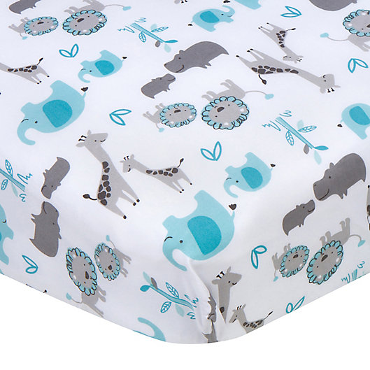Alternate image 1 for Gerber® Animals Fitted Crib Sheet in White