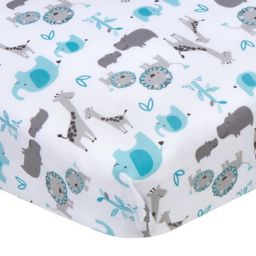 Gerber® Animals Fitted Crib Sheet in White