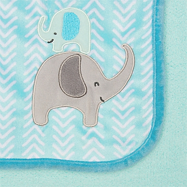 Gerber&reg; Elephants Plush Blanket in Blue. View a larger version of this product image.