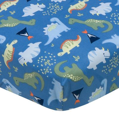 Gerber&reg; Dino Fitted Crib Sheet in Blue