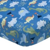 Gerber&reg; Dino Fitted Crib Sheet in Blue