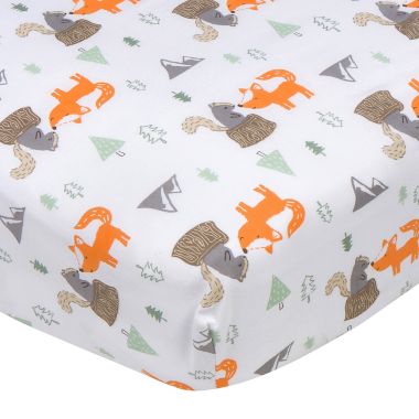 Gerber&reg; Woodland Cotton Fitted Crib Sheet in White. View a larger version of this product image.